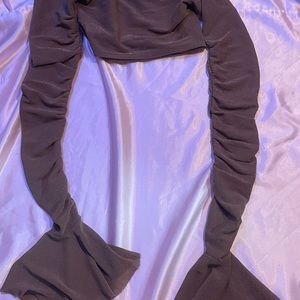 Brown Crop Sheer Top